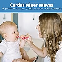 Vista 2 de Dr. Brown's Cepillo de dientes para bebés y niños pequeños, elefante, rosa, 0-3 años