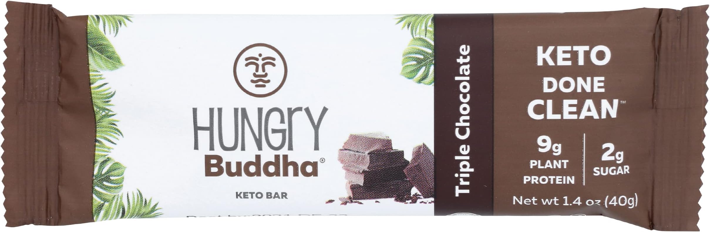 Hungry Buddha Keto Bars Triple Chocolate, Low Sugar Low Carb, Plant Based Protein Keto Snacks, Gluten Free Snacks, 1.4 Ounce (Pack of 12)