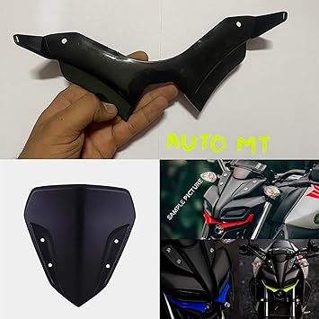 AUTO MT Combo Short Visor Matte + MT 15 Winglet for Yamaha MT15 (Black Winglet + Short Visor)