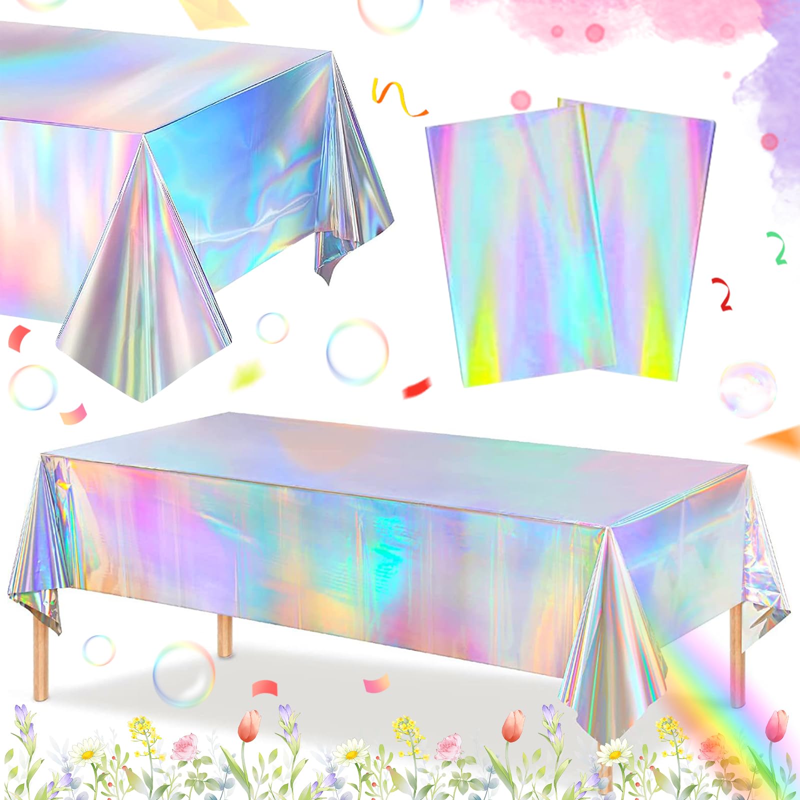Set Di 6 Tovaglie Glitterate Impermeabili 137x274 Cm – Per Feste, Compleanni, Matrimoni E Picnic, Decorazioni Lucenti E Facili Da Pulire