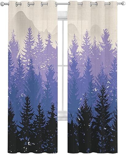 Miniatura 1 de Cortinas traslúcidas de bosque otoñal de 84 pulgadas de largo, juego de 2 paneles de cortinas para cocina, dormitorio, sala de estar, pasillo,