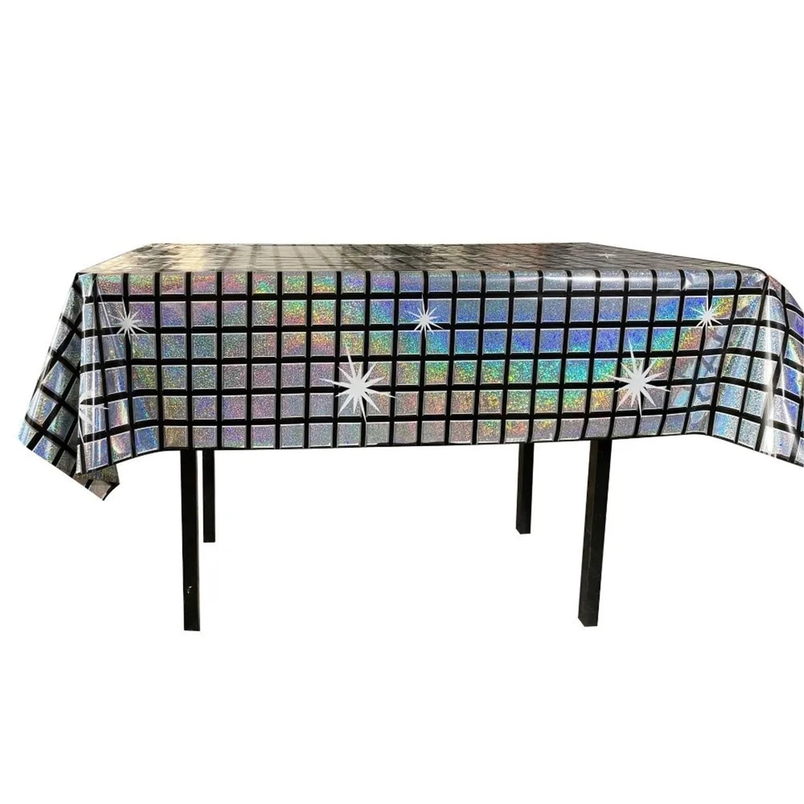 Disco Table Runner Party Decoration Vintage Disco Iridescent Shiny Laser Tablecloth Rectangle Table Cover(1-2.7M)
