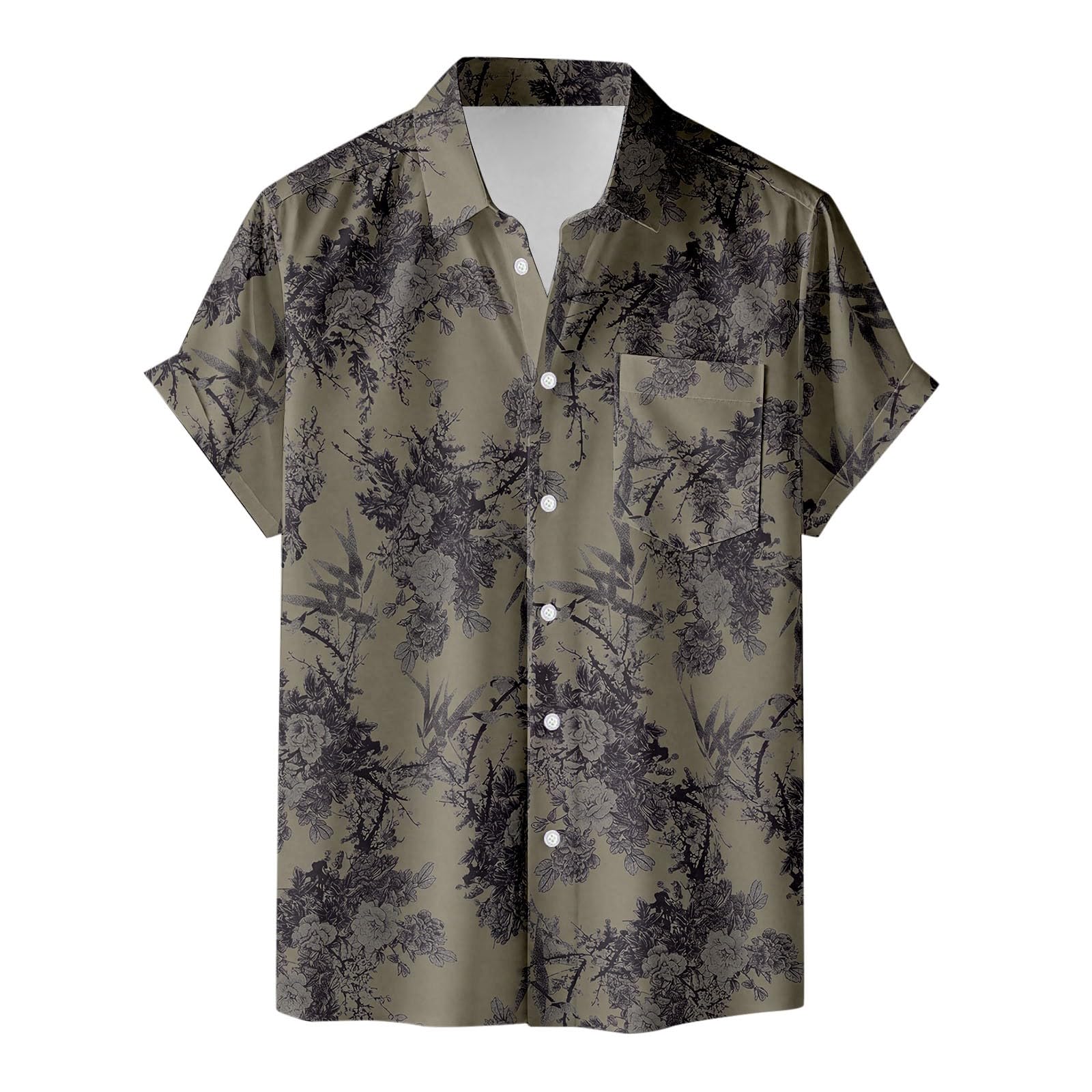 Chemise hawaïenne à manches courtes pour homme - Imprimé floral - Chemise d'été - Chemise de loisirs - Chemise hawaïenne vintage - Chemise viking légère et respirante - Chemise de loisirs
