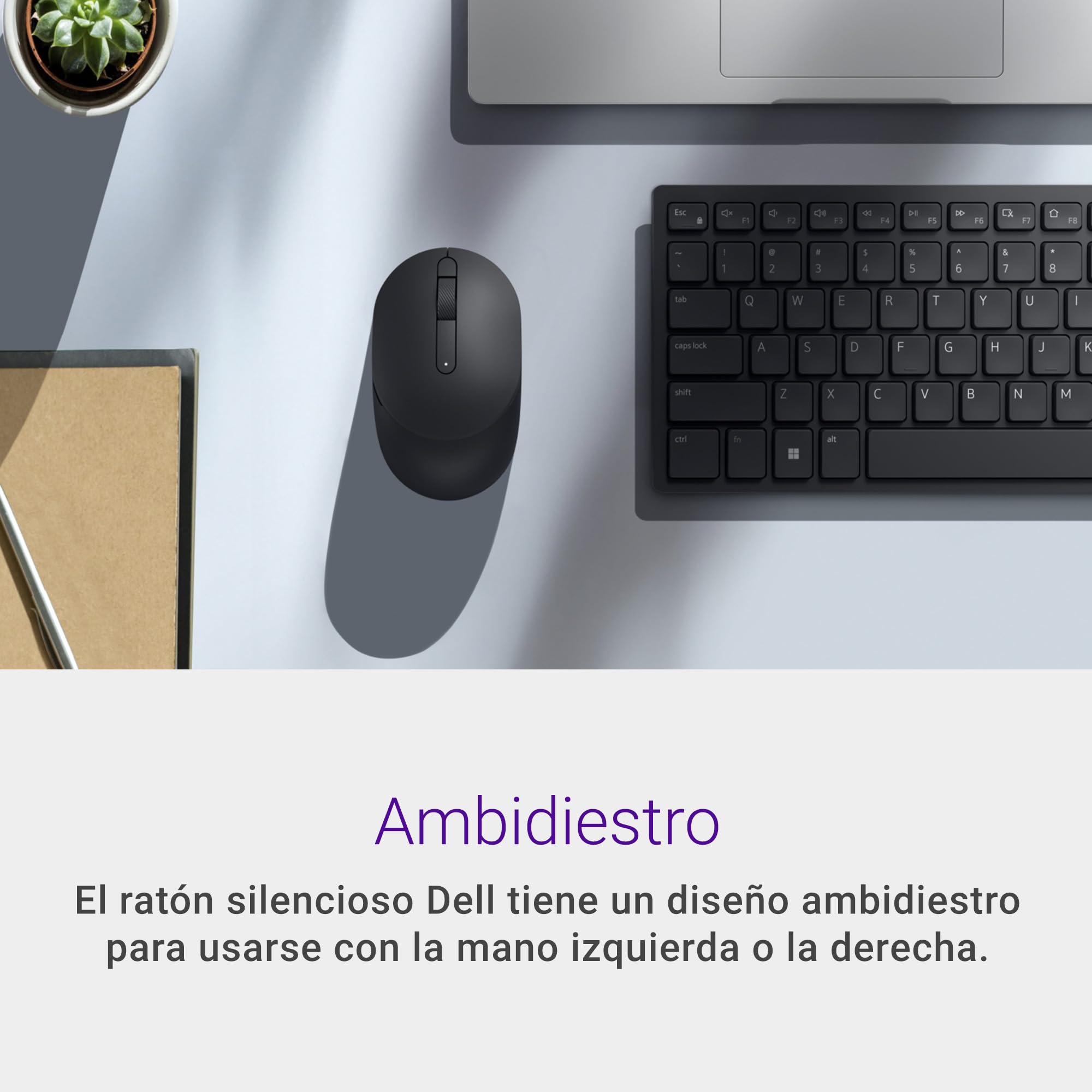 Dell Silent Mouse MS355 – bezprzewodowa mysz z cichymi kliknięciami, połączenie 2,4 GHz, śledzenie optyczne, konstrukcja z 3 przyciskami, 36-miesięczna żywotność baterii, czarna