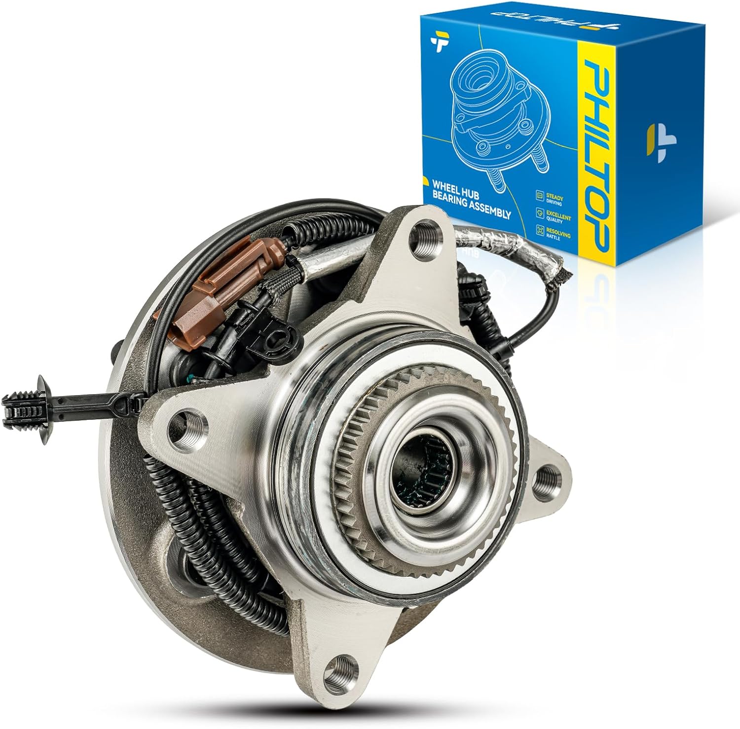 PHILTOP 515177 4WD Front Wheel Hub Assembly Fit for Ford F-150 2018-2020 Wheel Hub Bearings, w/ABS