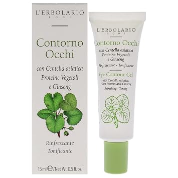 LErbolario Eye Contour Gel - Contains Plant Protein And Ginseng - Light, Non Greasy Cream - Helps Reduce Under-Eye Bags And Circles - Provides A Fresh Sense Of Well-Being - Paraben Free - 0.5 Oz