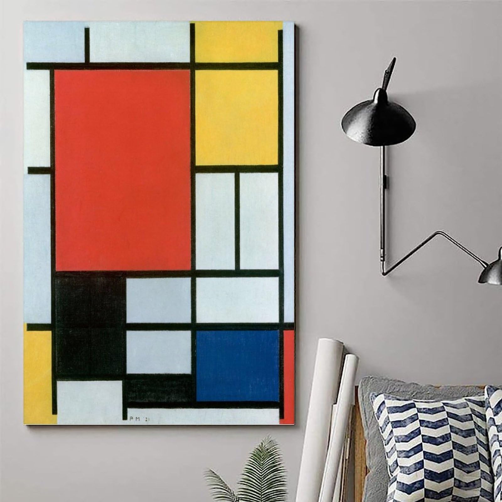 額装済/Composicion 1921（ピエト モンドリアン）/アートポスター Piet Mondrian 