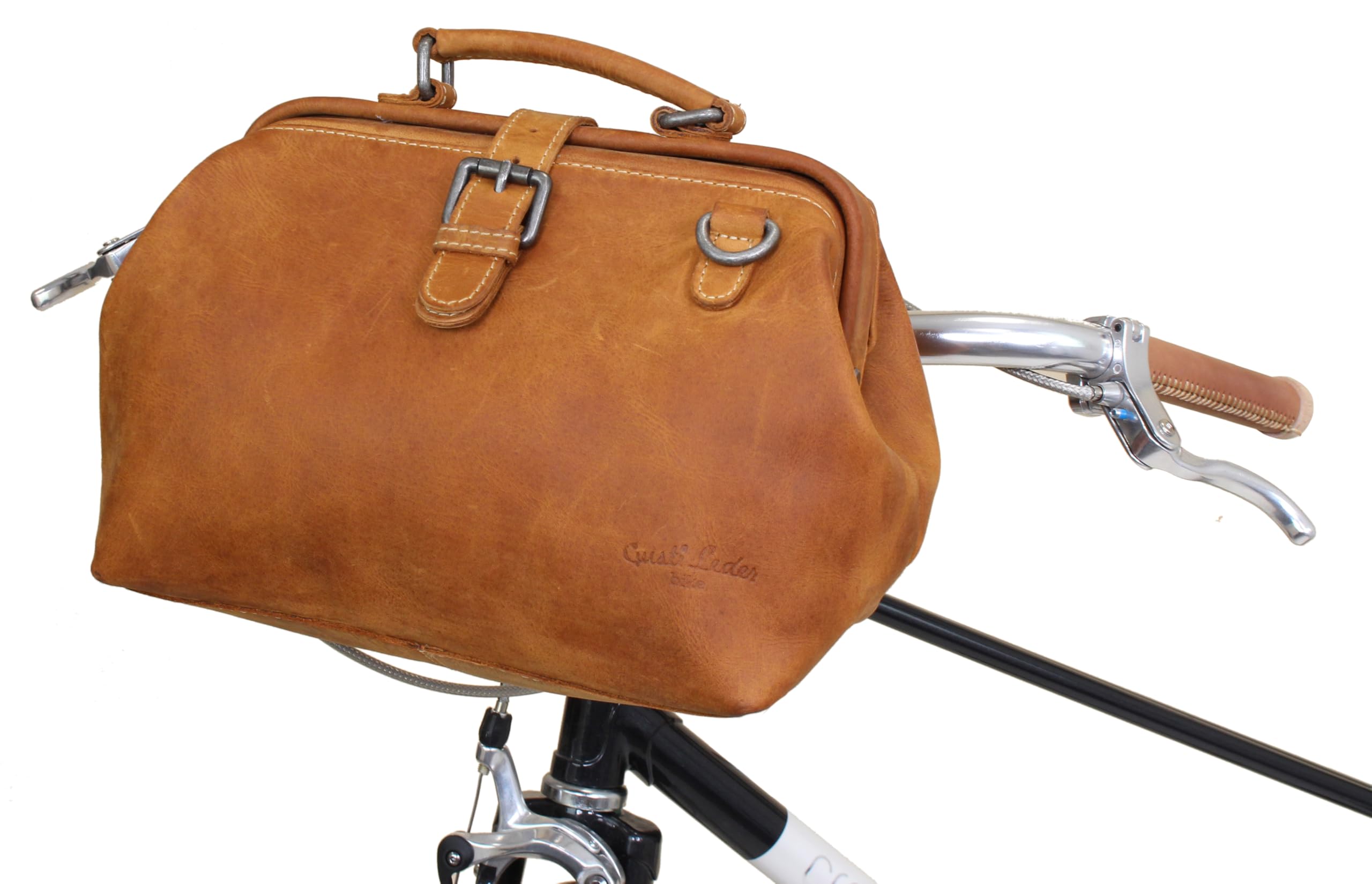 Gusti Lenkertasche Leder- Tillie A. Lenkertasche inkl. Platte Umhängetasche Fahrradtasche Ledertasche Vintage Leder Braun