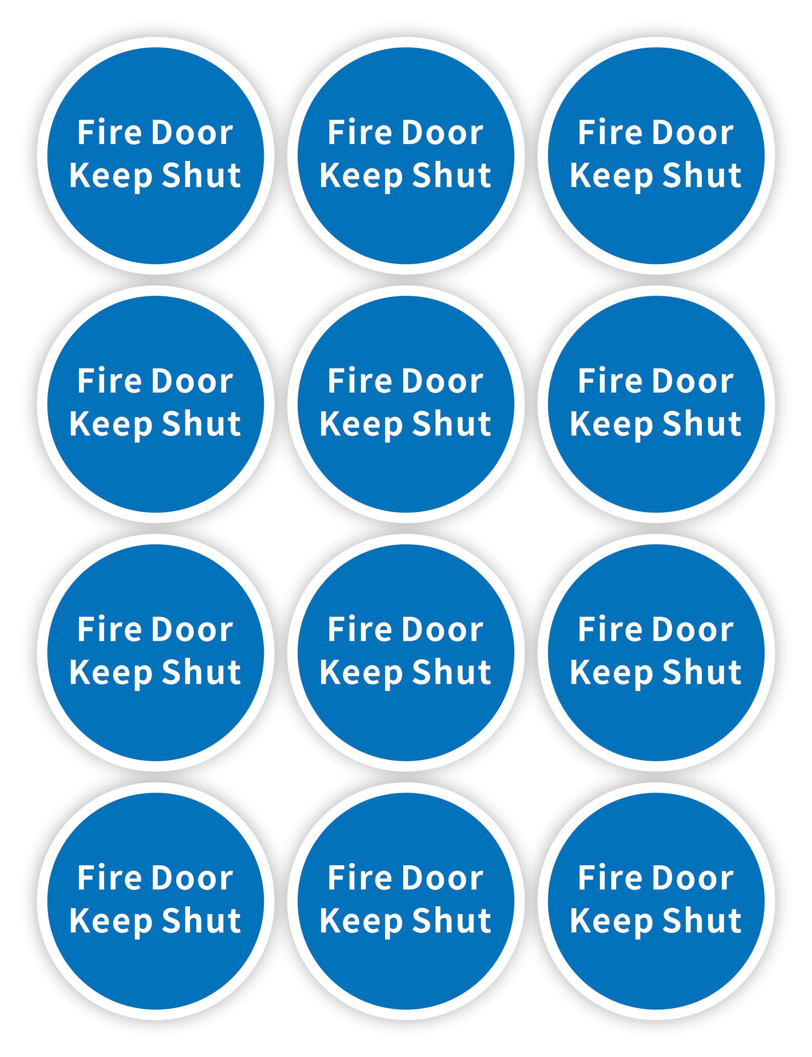 Fire Door Safety Signs [BS-5499 Compliant], Fire Door Keep Shut Stickers Adhesive Vinyl, 8cm x 8cm, Pack of 12, Mandatory Signage