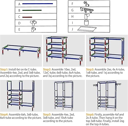 Miniatura 6 de iMounTEK Percheros de ropa, estante de ropa, estante de ropa de metal, organizador de ropa para zapatos, estantes independientes para ropa para