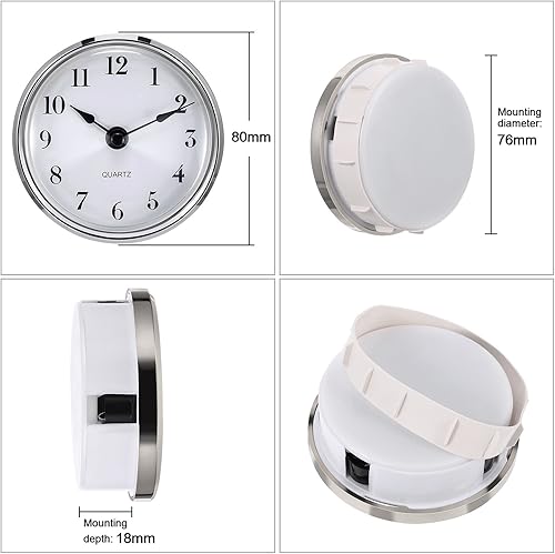 Miniatura 2 de Hicarer Reloj de cuarzo de 3-18 pulgadas (3.150 in) con número arábigo, movimiento de cuarzo (borde plateado)