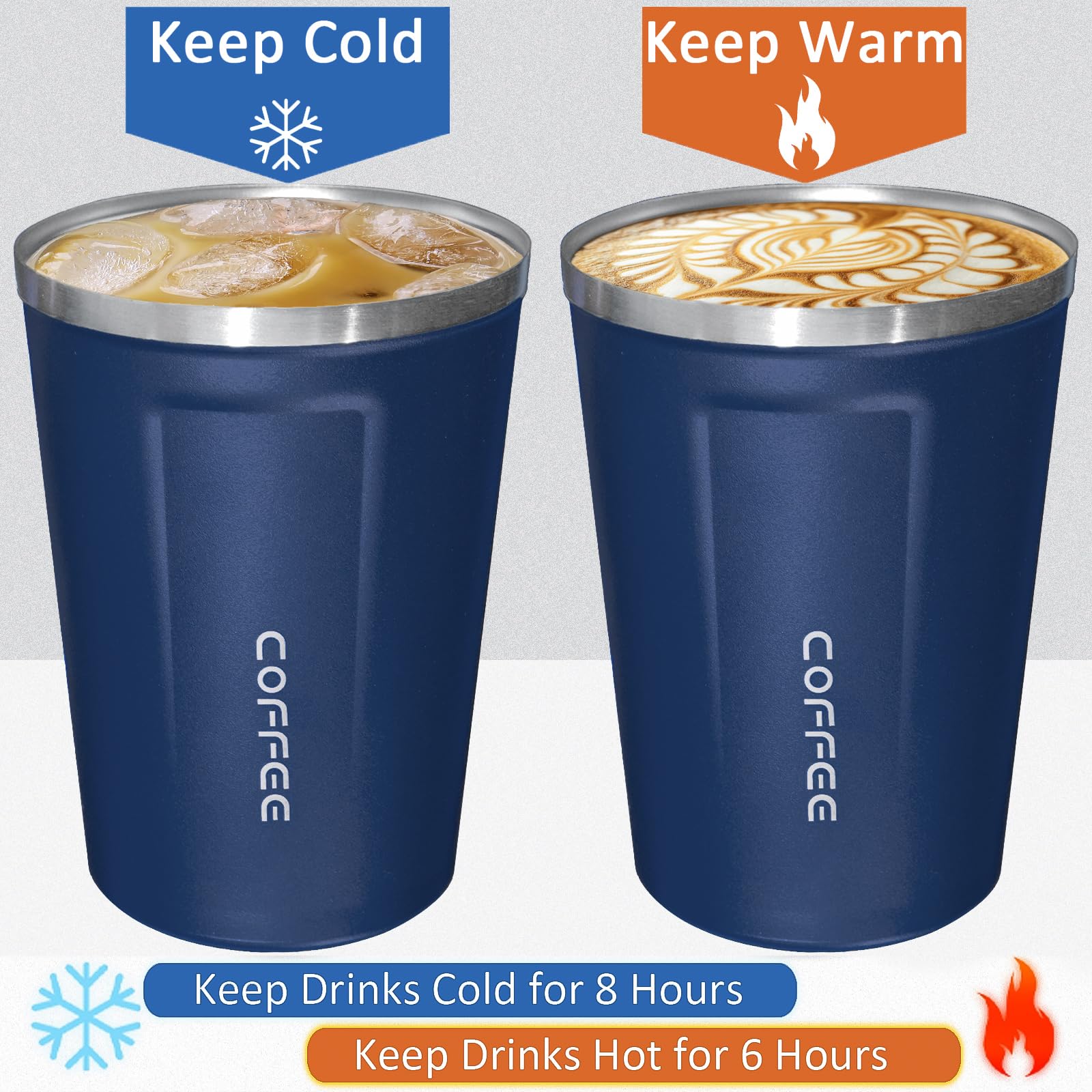 Paquete de 4 vasos de café aislados con tapa, taza de café de viaje de acero inoxidable de 17 onzas, taza de café reutilizable para mantener bebidas frías y calientes para coche, diario