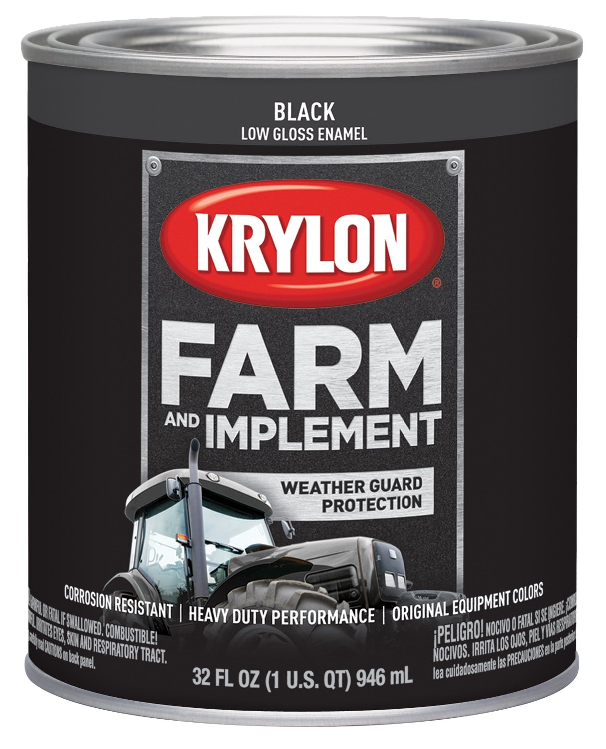 Krylon® 2022 Farm &amp; Implement Brush, Low Gloss, Black, 1 Quart Architectural Paints