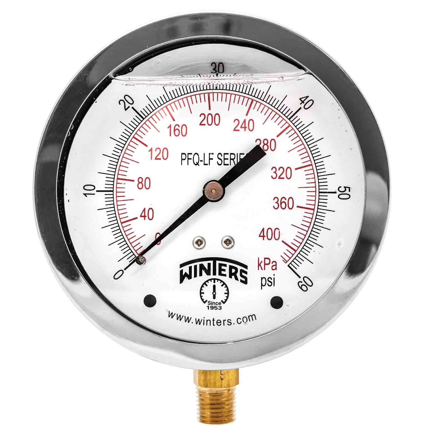 Winters PFQ710LF PFQ-LF SERIES (LEAD-FREE) 4" 0/60 PSI/KPA 1/4" NPT LM