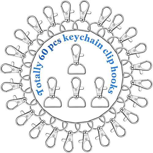 Miniatura 9 de anezus - 80 ganchos de clip para llavero, clip de anillo D para hacer llaves, fabricación de cordones, accesorios para bolso, manualidades (1
