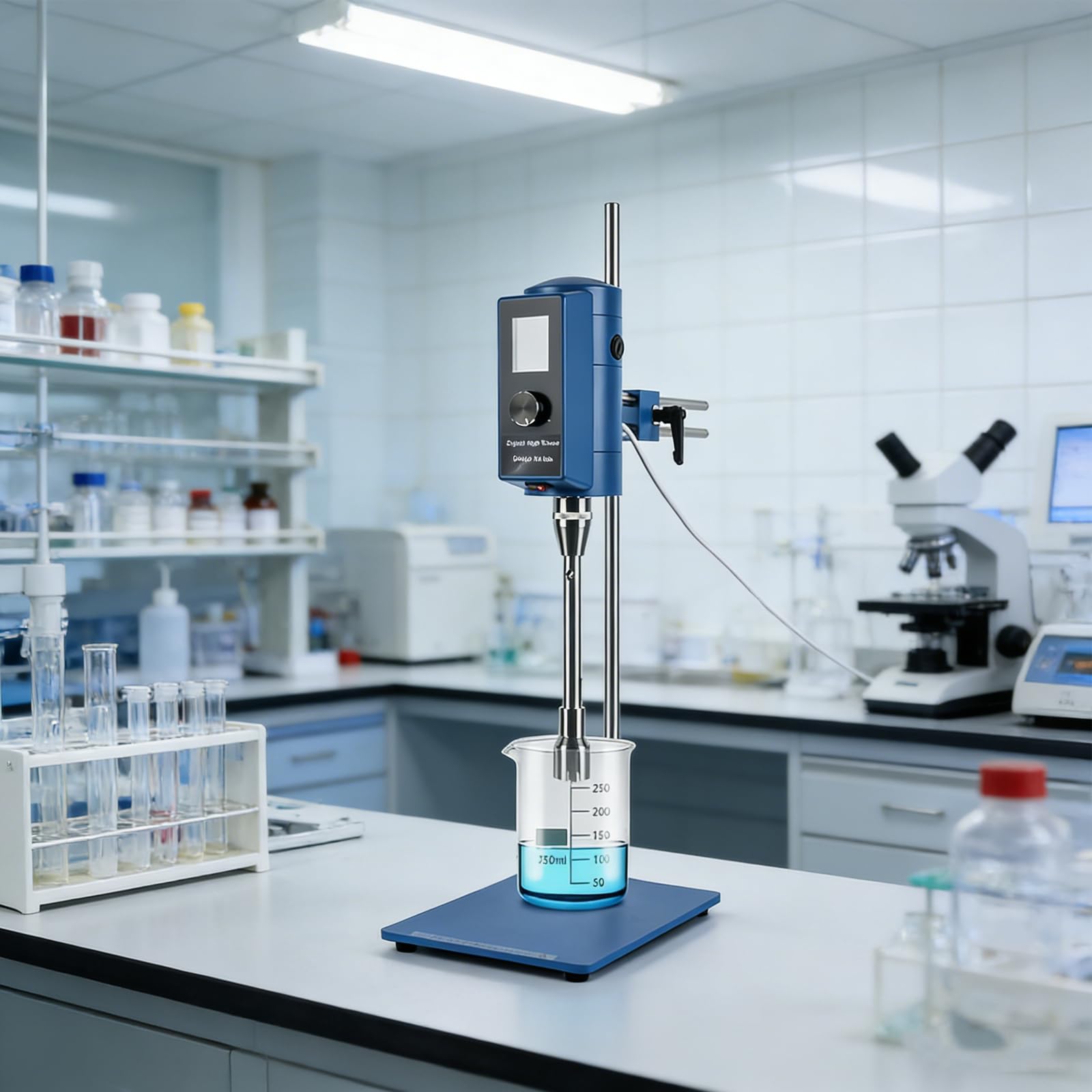 YXFAZPP Laboratory High Speed Dispersing Homogenizer, 500W Digital Display Emulsifier, Adjustable Speed 2000~28000rpm, for Cosmetics and Lab Use (28F)