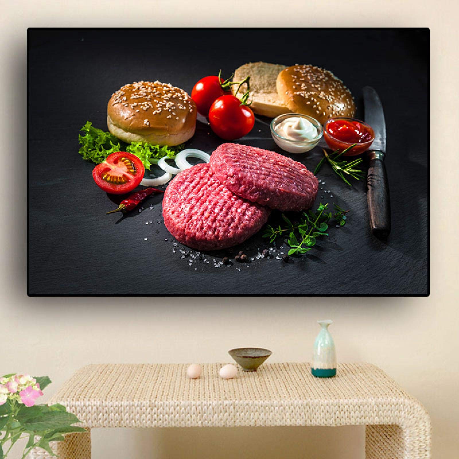 Cuisine toile peinture de viande et légumes pour sublimer votre salle à manger scandinave