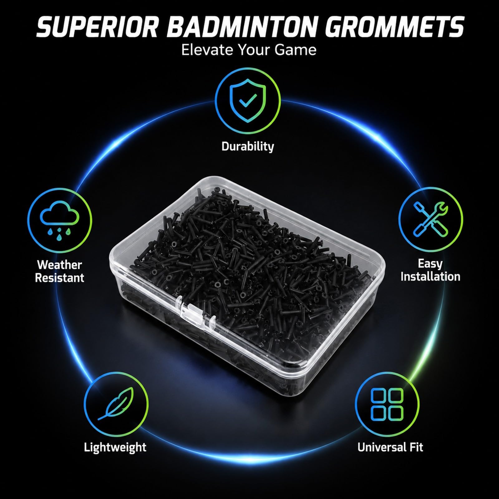 Œillets de Badminton Nylon 2,1x13mm pour Raquette, Outils de Cordage