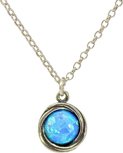 Opal necklace pendant, Sterling Silver 925 blue opal necklace for Women, Minimalist Stone Pendant, Bohemian Jewelry, Silver Opal necklace,
