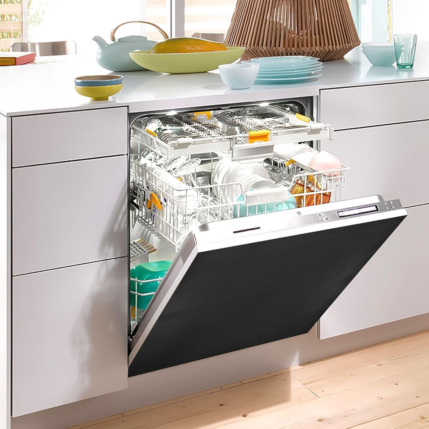 Black Dishwasher Cover Magnet Decor,23x26inch Large Metal Dishwasher Front Door, Reusable Decal for Kitchen Dishwasher Decal for Home Decor Washing Machine Refrigerator