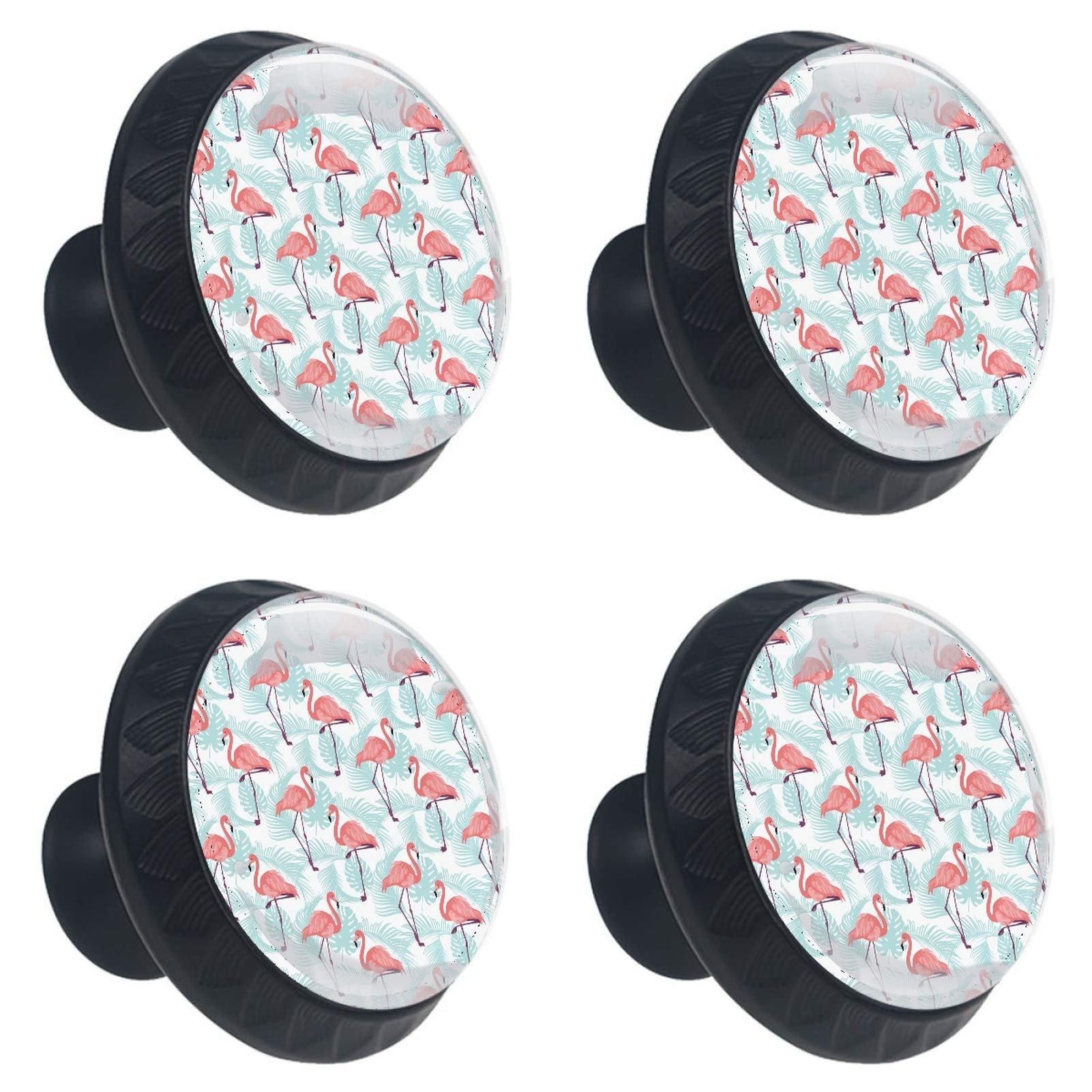 Boutons de meuble flamant rose lot de 4 poignées en verre de 30 mm pour cuisine et tiroir