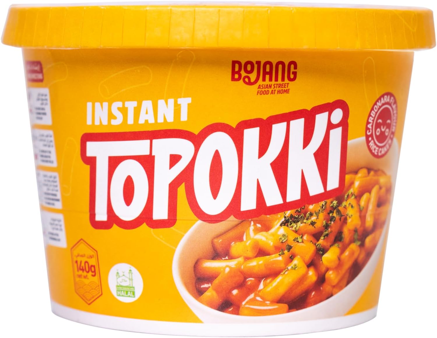 Bojang Mild Carbonara Topokki 140g - Halal Instant Korean Rice Cakes - Quick & Satisfying Korean Street Food