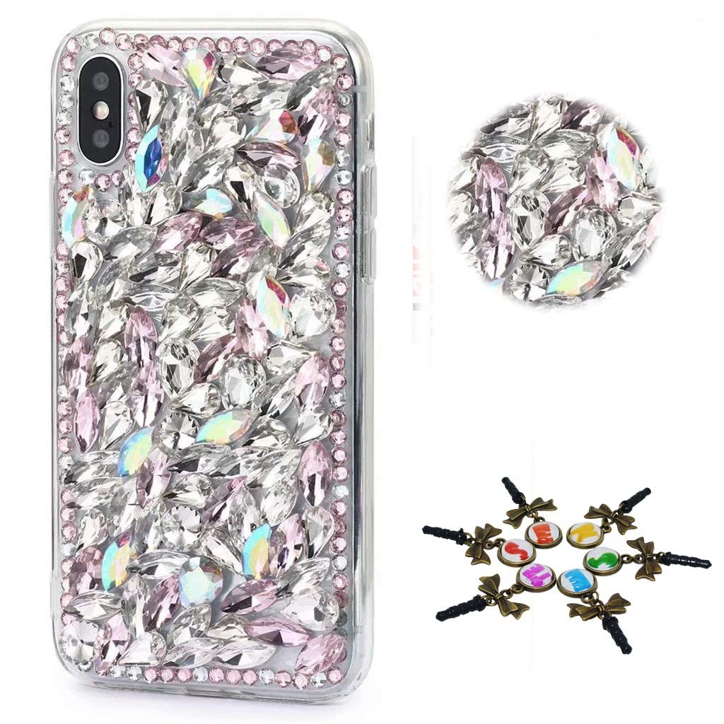 STENES Sparkle Case Compatible with Samsung Galaxy S23 FE Case - Stylish - 3D Handmade Bling Rhinestone Rhinestone Crystal Diamond Design Girls Women Cover - Pink