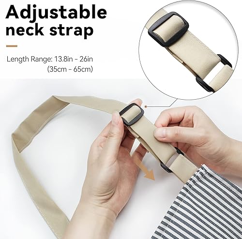 Miniatura 3 de NLUS 2 delantales de cocina de mezcla de poliésteralgodón, ajustables, suaves, a rayas, con 2 bolsillos, para mujeres y hombres, chef (rayas