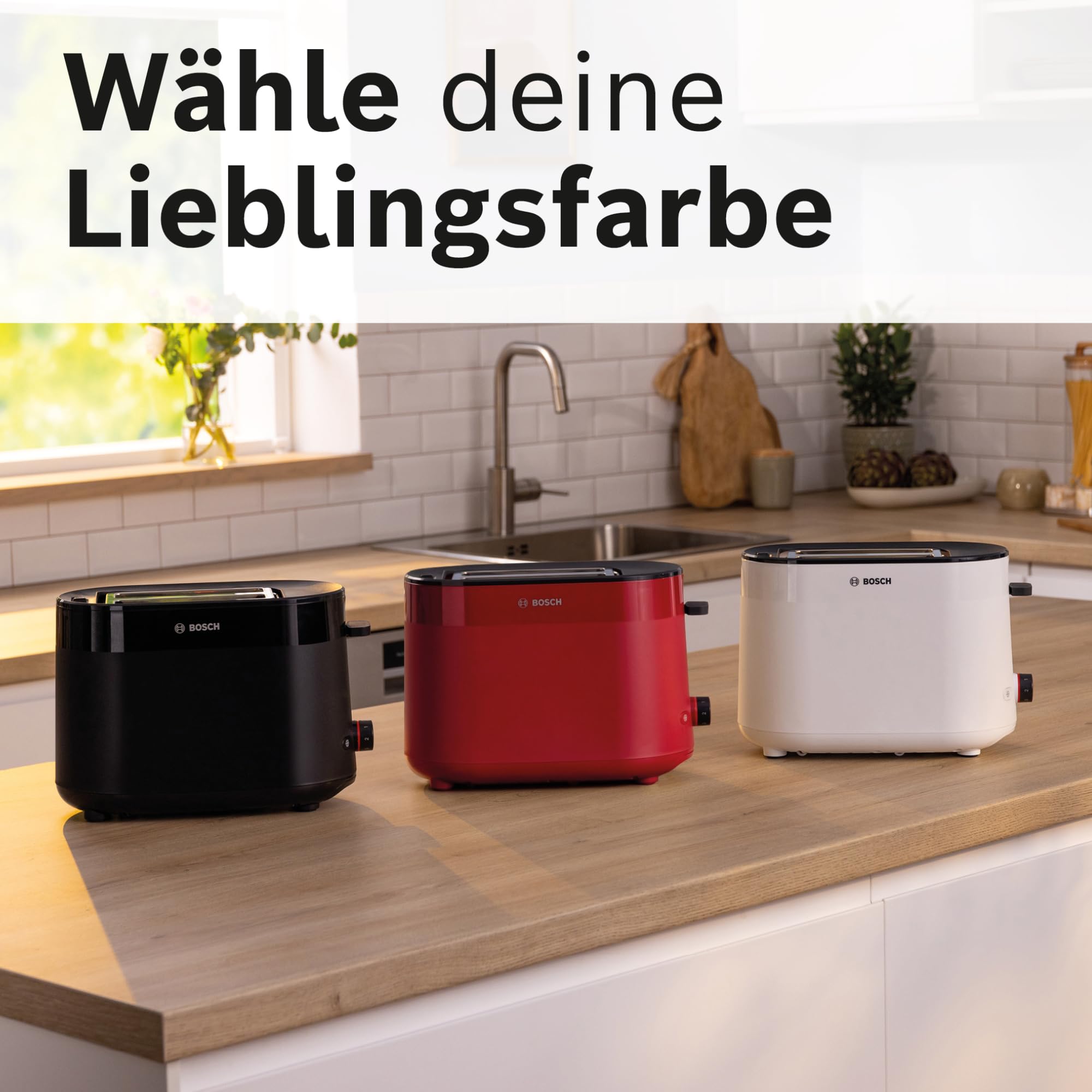 Bosch Kompakt Toaster MyMoment TAT2M121, integrierter Brötchenaufsatz, mit Auftaufunktion, mit Abschaltautomatik, Liftfunktion, Brotzentrierung, perfekt für 2 Scheiben, 800 Watt, Weiß matt