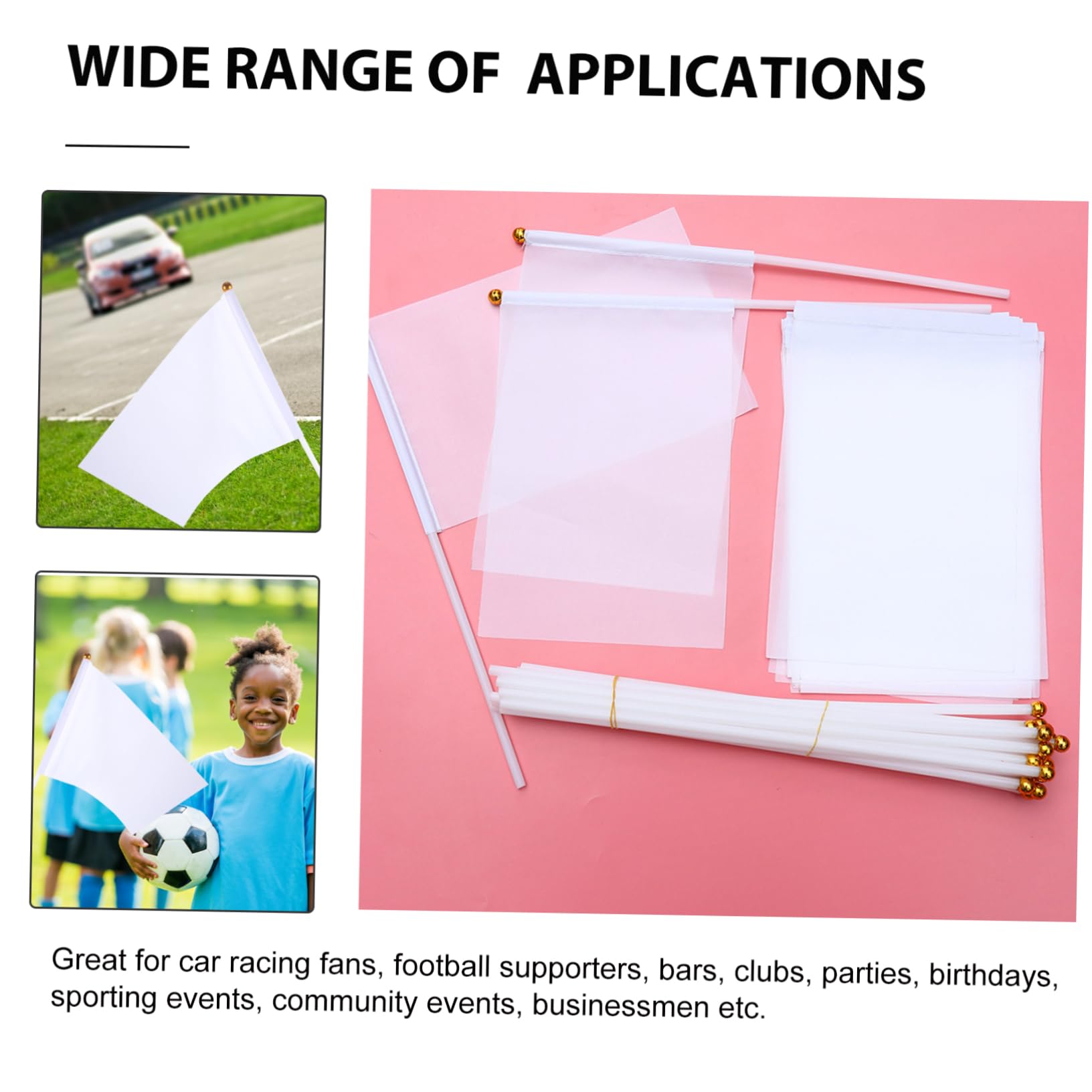 Gogogmee Portable Commanding Referee Flag Hand-cranked Flag Flagpoles Accessory for Sports