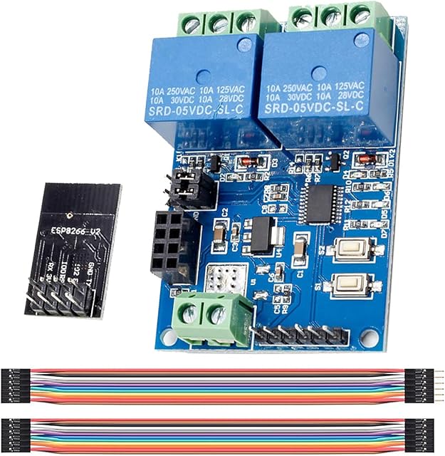 Youmile ESP8266 Dual Channel WiFi Relay Module 5V IOT APP Remote Controller for Smart Home Remote Switch with Dupont Cable