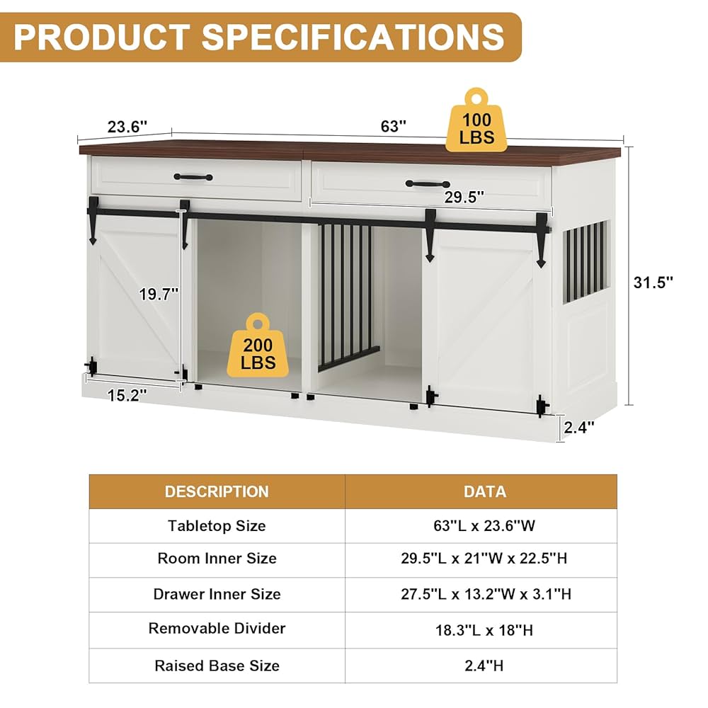 Amazon.com : Large Dog Crate Furniture - Wooden Indoor Dog