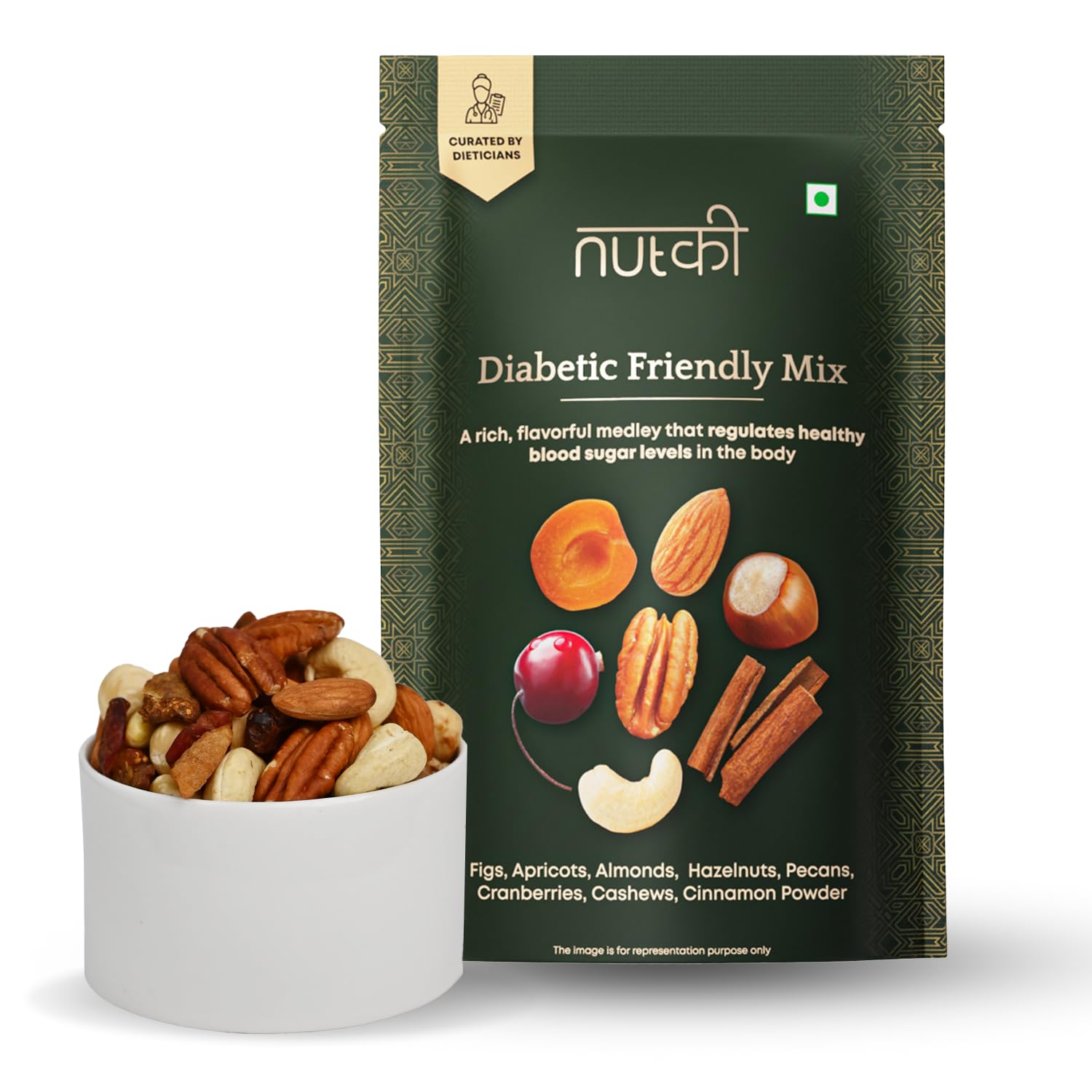 Nutki Diabetic Friendly Trail Mix I Unsalted Mixed Dry Fruits Figs, Apricots