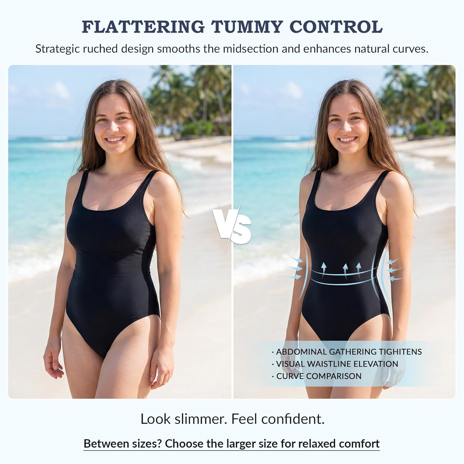 American Trends Tummy Control One Piece Swimsuit for Women, Slimming Bathing Suit with Adjustable Straps for Mom, Beach Pool - Image 4