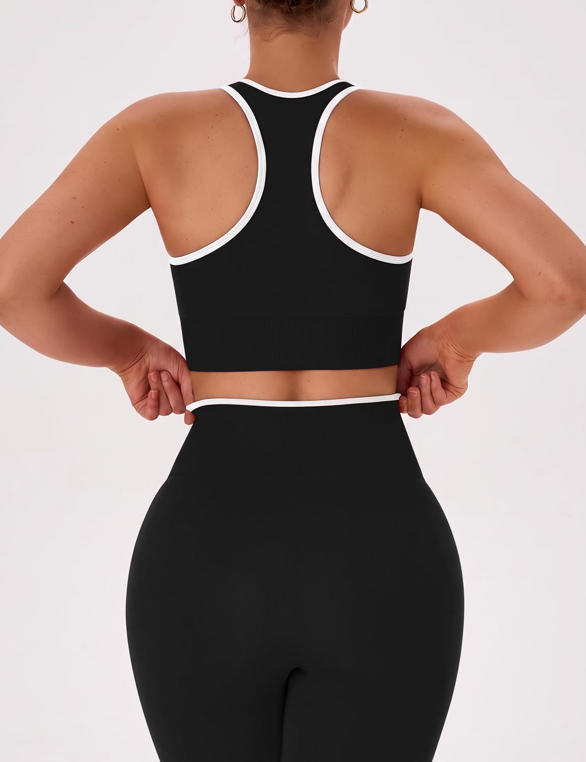 OLCHEE Womens Workout Sets 2 Piece Racerback Sports Bra High Waist Leggings image 3