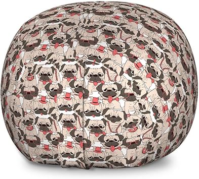 Amazon Com Ambesonne Dog Lover Storage Toy Bag Chair Pug Dogs With Funny Sunglasses And Bowties Necklaces Humour Pets Cartoon Stuffed Animal Organizer Washable Bag Large Size Coral Beige Taupe Home