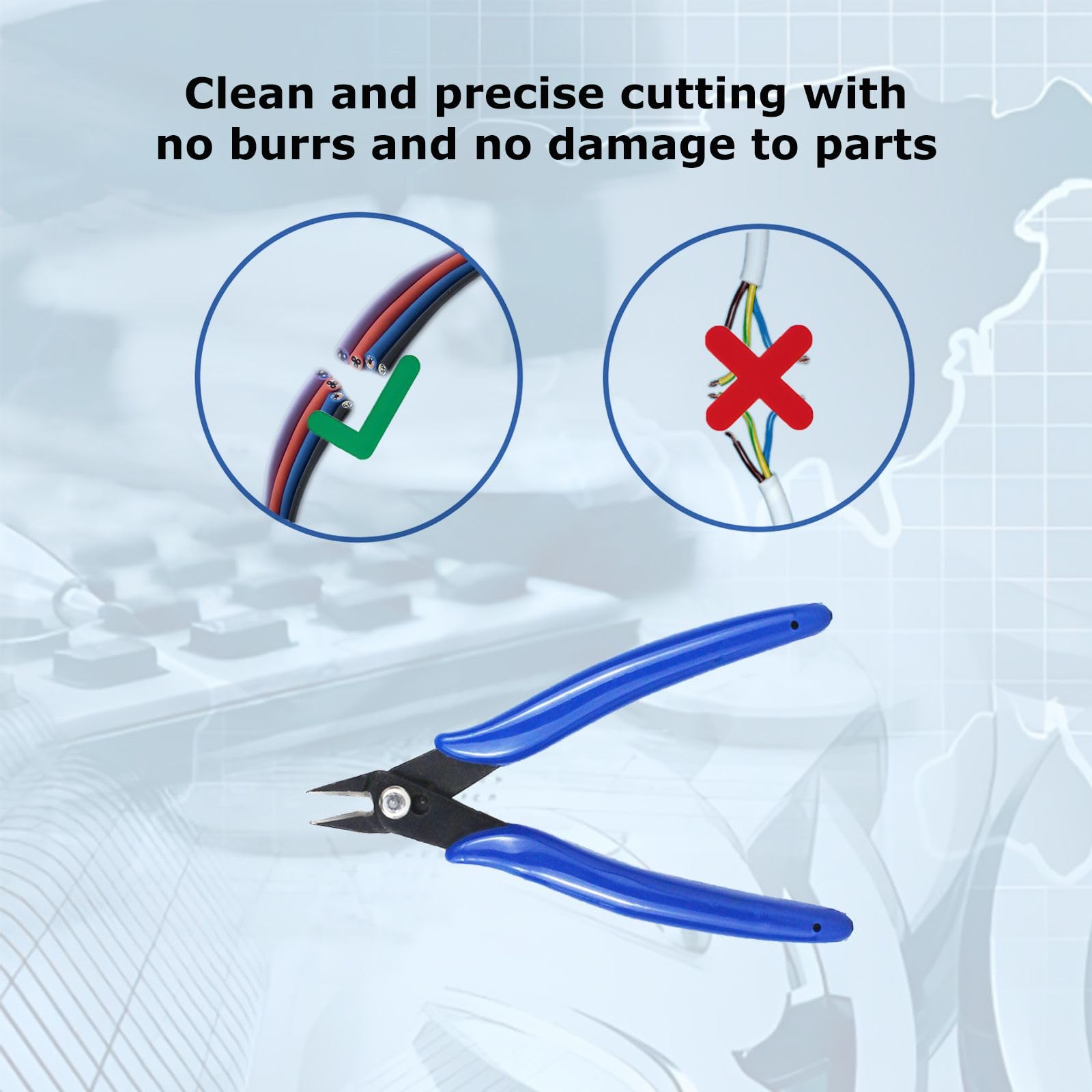2 Pezzi Tronchesino Set, Blu Pinze per Taglierine di Precisione in Acciaio+PVC per Riparazioni Elettriche e Domestici