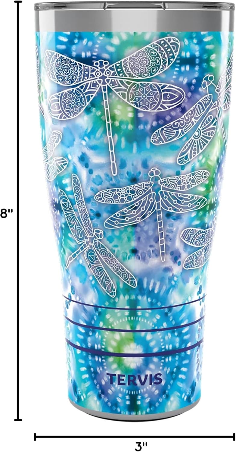 Tervis Traveler Tie Dye Dragonfly Triple Insulated Tumbler Travel Cup Keeps Drinks Cold & Hot, 30oz, Stainless Steel - Image 9