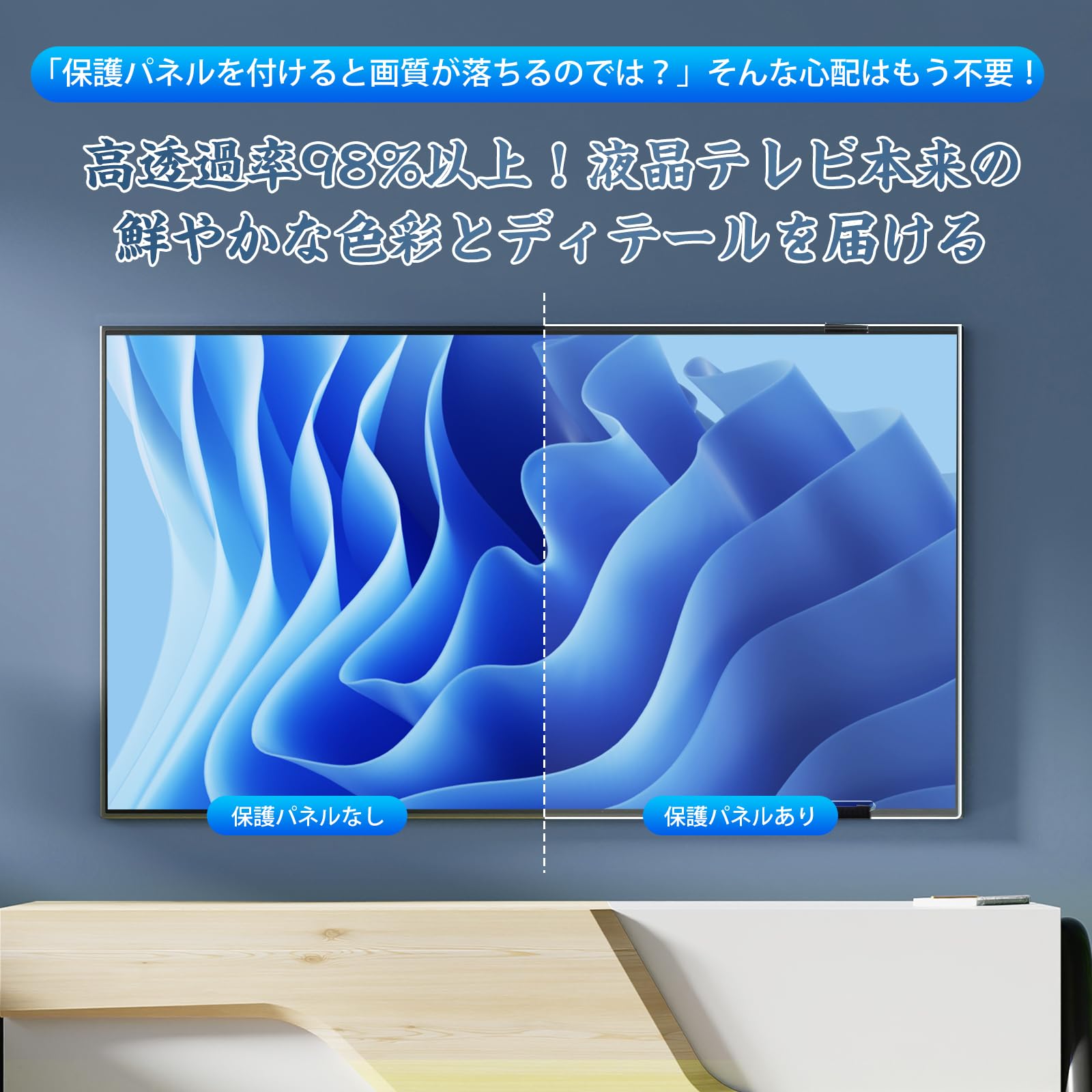 Amazon | テレビ保護パネル 55インチ Fohil テレビカバー クリア 高