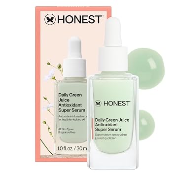 مصل فائق مضاد للأكسدة من Honest Beauty Daily Green Juice، يحسن ملمس لون البشرة، لطيف للبشرة الحساسة، نباتي خالي من العطور، 1 أونصة