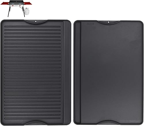 Miniatura 9 de Plancha reversible de hierro fundido 2 en 1 para parrilla de gas, sartén superior plana para estufa de gas, sartén superior para horno pre-sazonado,