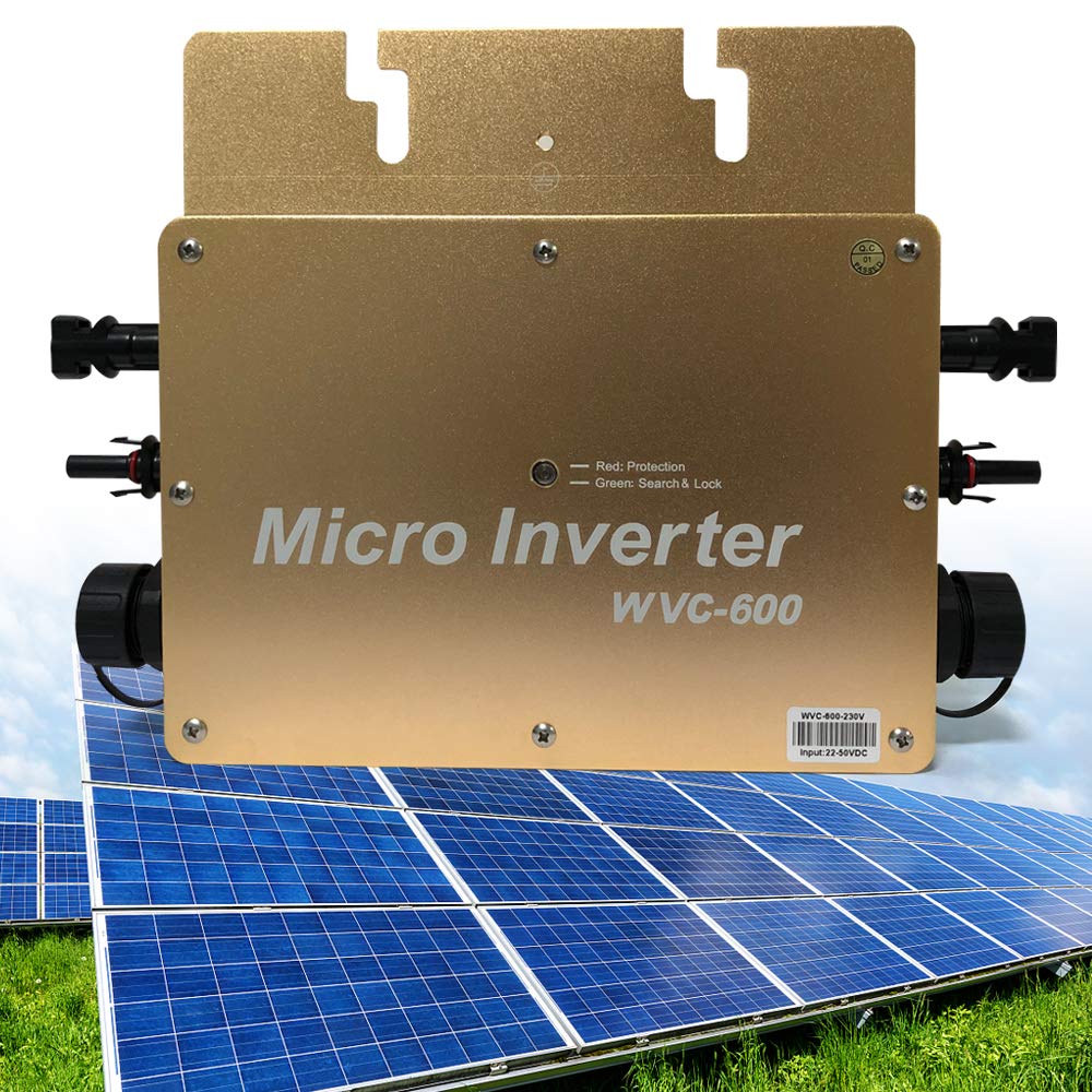 Inverter Solare Digitale WVC-600W IP65 Impermeabile, MPPT, 600W, 22-50V DC, 2.3kV AC, 99% di Efficienza, 1 Unità