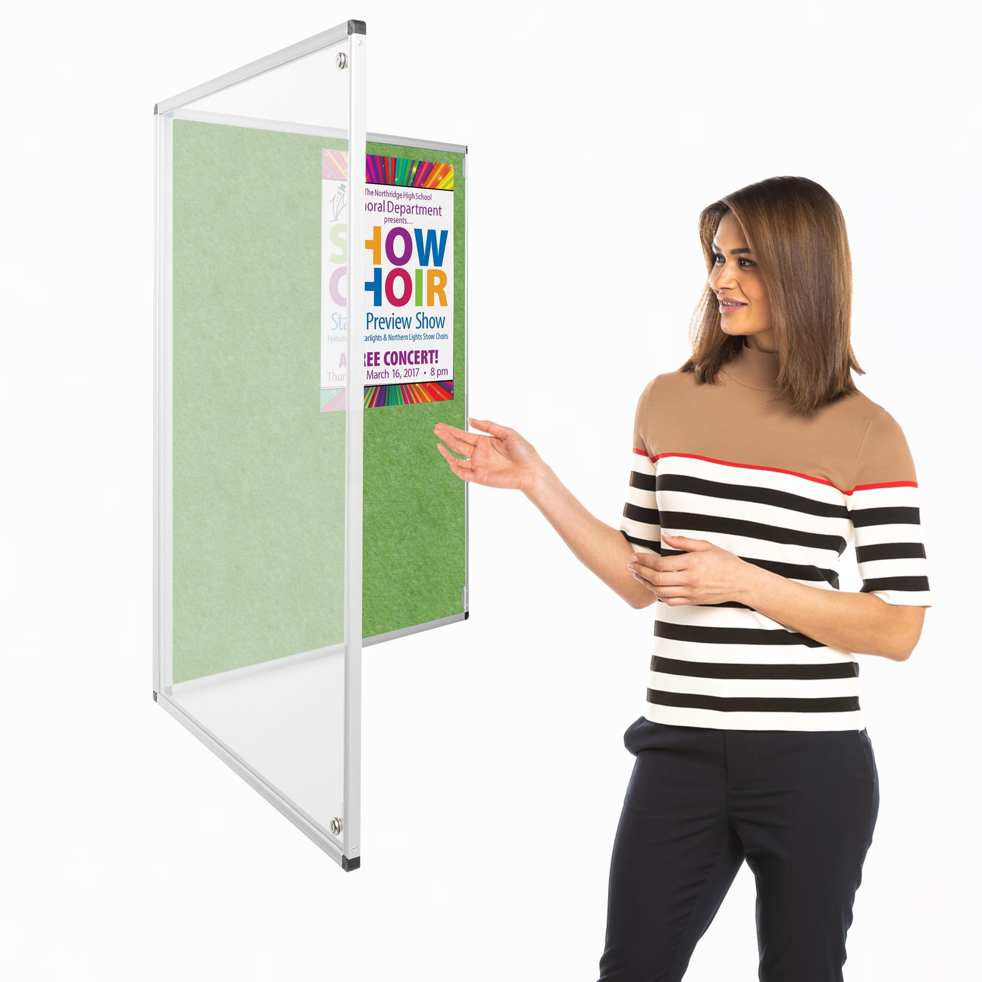 Wonderwall Tamperproof Lockable Notice Board, Apple Green, 90 x 60 cm, Fire Retardant Pin Board - Choice of 11 Colours - Ideal for Offices, Schools & Public Areas — image 1
