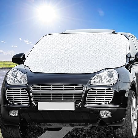 Windschutzscheiben-Abdeckung Auto | Wasserdicht & UV-Schutz | Größe L 186x48cm | Silberbeschichtet