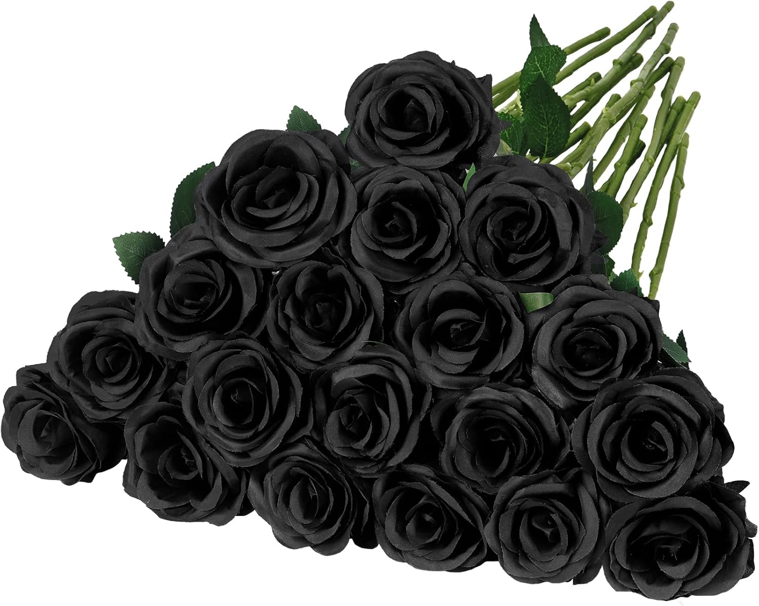 Ouddy Decor 20 Pcs Fake Black Roses Artificial Silk Flowers with Long Stems for Valentines Decor Wedding Home Party Table Centerpieces Bridal Bouquet DIY Floral Arrangment
