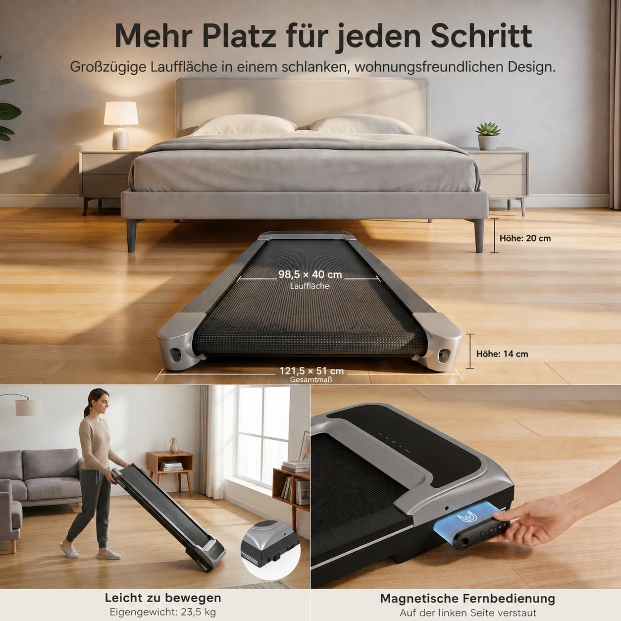Niceday Laufband für Zuhause, 18% Steigung, 14 KM/H, Profi-Laufband | 46cm große lauffläche, Klappbar, Leiser 3HP Motor, 120 kg Tragkraft, Gelenkschonend für Zuhause