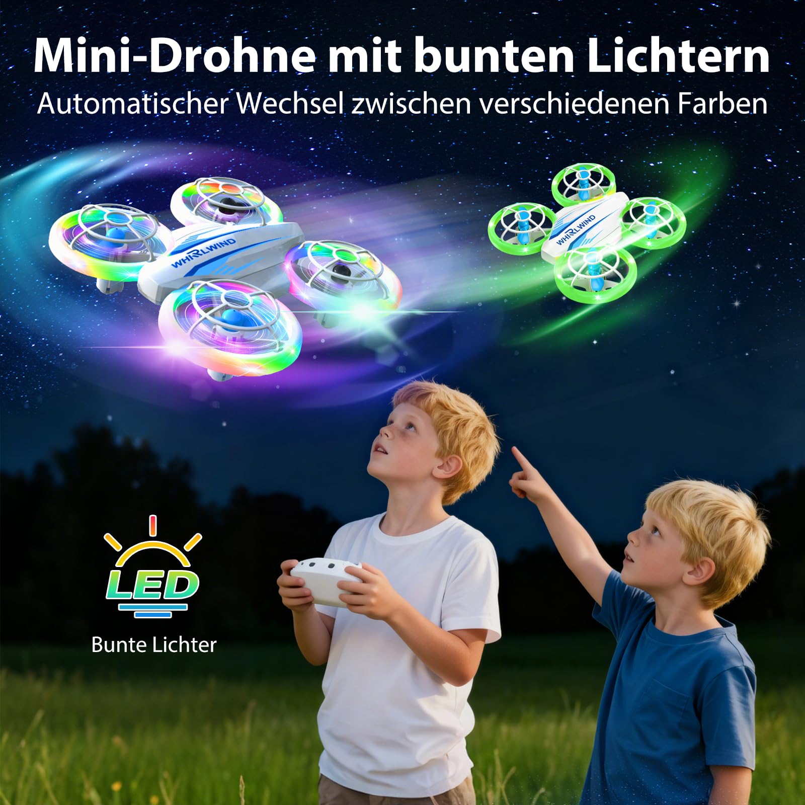 Mini Drohne für Kinder Drohne Spielzeug ab 6+ Jahre, RC Flugzeug Spielzeug Quadrocopter Drone für Kinder und Anfänger mit 3 Akkus, LED Lichter Indoor Outdoor Geschenk für Jungen Mädchen