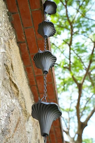 Miniatura 2 de Cadena de lluvia de 8.5 pies, cadenas de lluvia para canalones, reemplazo funcional para bajantes, cadena de captura de lluvia ajustable para