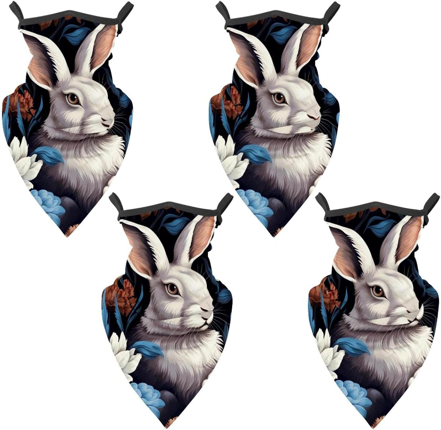 4 Pack Rabbit Bunny Fishing Neck Gaiter - UV Face Mask Sun Protection for Men & Women