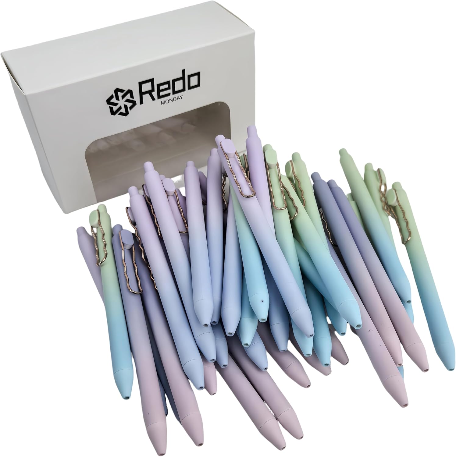RM02P36 Retractable Gel Ink Rollerball Pens, 36 Pack, 0.5mm Ultra-Fine, Smooth Writing, Metal Pen Holder, Gradient Color, No Smudging (Black RM02P36)